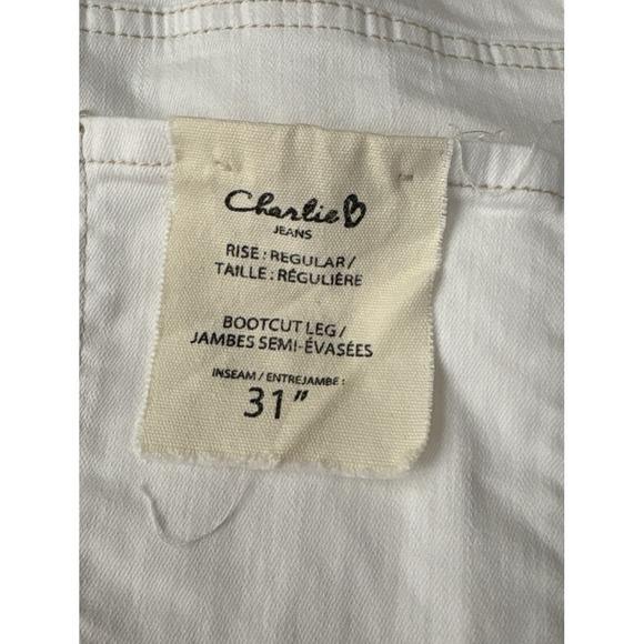 NEW Charlie B Bootcut Embroidered Jeans White Women's 12 x 31" - Picture 10 of 13
